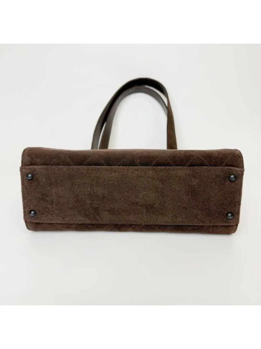 Chanel Quilted Chain Shoulder Bag Suede Brown Vintage